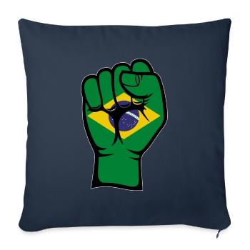 Brazil Flag Fist Hand Symbol - Sofa pillowcase 17,3'' x 17,3'' (45 x 45 cm) - navy - Front