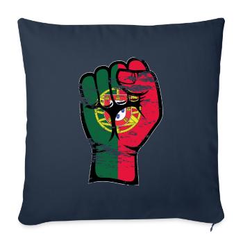 Portugal Flag Poing Main Symbole utilisé - Housse de coussin décorative 45 x 45 cm - bleu marine - Devant