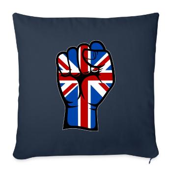 Drapeau britannique Fist Flag Fist Icône de la main - Housse de coussin décorative 45 x 45 cm - bleu marine - Devant