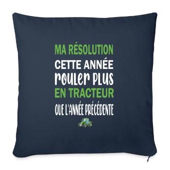 Ma résolution cette année rouler plus en tracteur - Housse de coussin décorative 45 x 45 cm - bleu marine - Devant