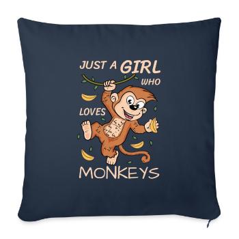 Just A Girl Who Loves Monkeys Affen Geschenkidee - Sofakissenbezug 45 x 45 cm - Navy - Vorne