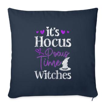 Sortilège de balai de sorcellerie Wicca - Housse de coussin décorative 45 x 45 cm - bleu marine - Devant