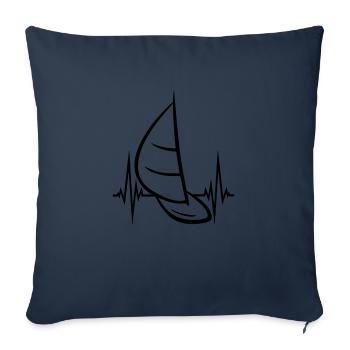 heartbeat pulse frequency sea waves boat sailing s - Sofa pillowcase 17,3'' x 17,3'' (45 x 45 cm) - navy - Front