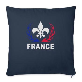 France Lys 01 - Housse de coussin décorative 45 x 45 cm - bleu marine - Devant