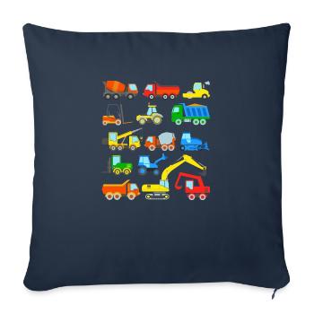 Chantiers Véhicules Pelles - Housse de coussin décorative 45 x 45 cm - bleu marine - Devant