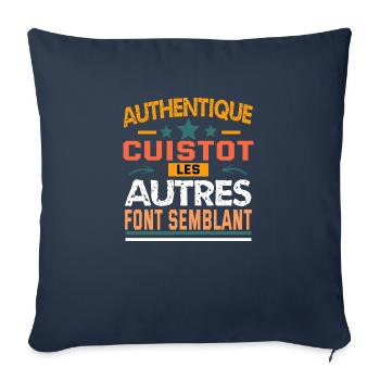 authentique cuistot - Housse de coussin décorative 45 x 45 cm - bleu marine - Devant