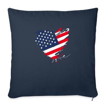 USA America Flag Grunge Heart Stars and Stripes - Sofa pillowcase 17,3'' x 17,3'' (45 x 45 cm) - navy - Front