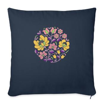 Hungarian flowers, colorful, colorful flowers,tendrils,circle - Sofa pillowcase 17,3'' x 17,3'' (45 x 45 cm) - navy - Front