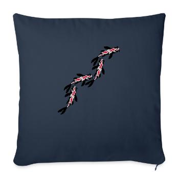 Beaucoup de poissons Koi Nishikigoi - Housse de coussin décorative 45 x 45 cm - bleu marine - Devant