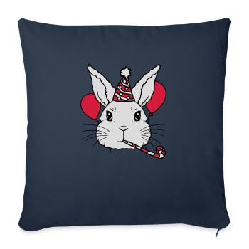 Anniversaire Enfant Lapin Tröte Party Hat - Housse de coussin décorative 45 x 45 cm - bleu marine - Devant