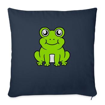 Petite grenouille douce assise - Housse de coussin décorative 45 x 45 cm - bleu marine - Devant
