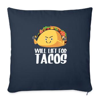 J'aime les tacos - Housse de coussin décorative 45 x 45 cm - bleu marine - Devant