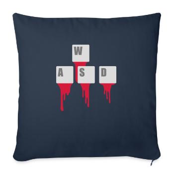 WASD Keyboard Keys Gamer - Sofa pillowcase 17,3'' x 17,3'' (45 x 45 cm) - navy - Front