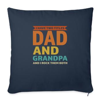 J’ai deux titres Papa et Grand-père Grand-père - Housse de coussin décorative 45 x 45 cm - bleu marine - Devant