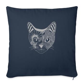 Patterned perfection - Cat - Sofa pillowcase 17,3'' x 17,3'' (45 x 45 cm) - navy - Front