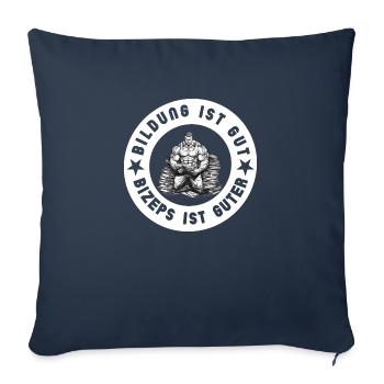 Education is good, but biceps are good white - Sofa pillowcase 17,3'' x 17,3'' (45 x 45 cm) - navy - Front