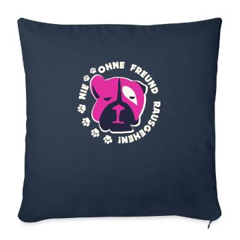 Dog Wisdom - Promenade - Amoureux des chiens - Housse de coussin décorative 45 x 45 cm - bleu marine - Devant