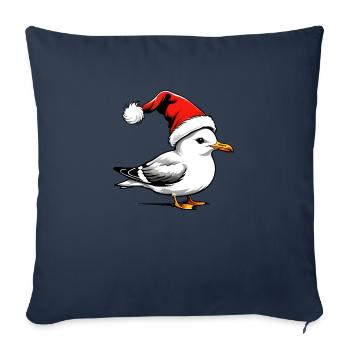 Mouette de Noël avec chapeau - Housse de coussin décorative 45 x 45 cm - bleu marine - Devant