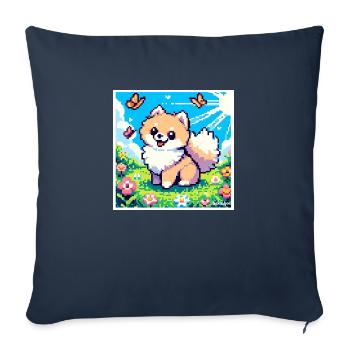 Pixel Pom - Housse de coussin décorative 45 x 45 cm - bleu marine - Devant