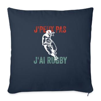 J'peux pas j'ai rugby - Housse de coussin décorative 45 x 45 cm - bleu marine - Devant