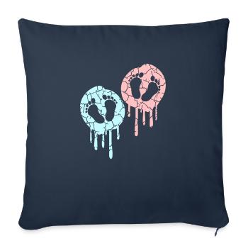 2 Twins Babies Pregnant Belly Footprint Feet - Sofa pillowcase 17,3'' x 17,3'' (45 x 45 cm) - navy - Front