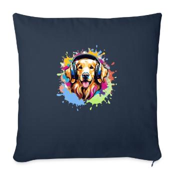 Golden Retriever, Colorful, Painting, Headphones, Graffiti - Sofa pillowcase 17,3'' x 17,3'' (45 x 45 cm) - navy - Front
