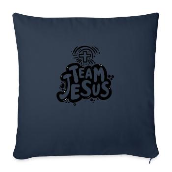 Logo de l’équipe Jésus - Noir - Housse de coussin décorative 45 x 45 cm - bleu marine - Devant