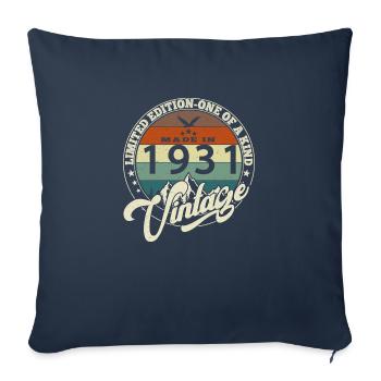 Vintage 1931 meilleur de 1931 - annif 94 ans - Housse de coussin décorative 45 x 45 cm - bleu marine - Devant