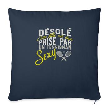 tennismen sexy t-shirt cadeau - Housse de coussin décorative 45 x 45 cm - bleu marine - Devant