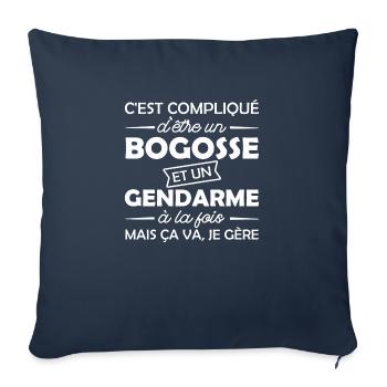 bogosse et gendarme - Housse de coussin décorative 45 x 45 cm - bleu marine - Devant