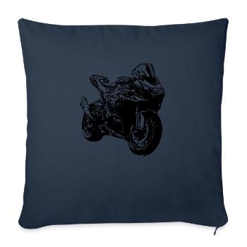 moto de course - Housse de coussin décorative 45 x 45 cm - bleu marine - Devant