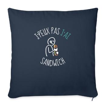j'peux pas j'ai sandwich idée cadeau humour - Housse de coussin décorative 45 x 45 cm - bleu marine - Devant