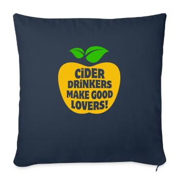Les buveurs de cidre font de bons amants Apfelwein Cidre - Housse de coussin décorative 45 x 45 cm - bleu marine - Devant