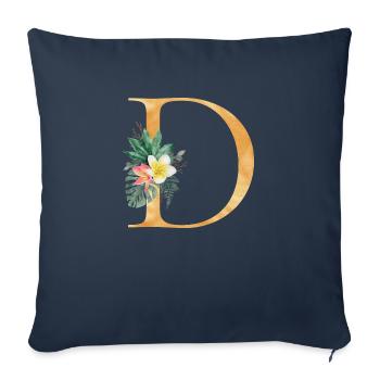 Customizable Monogram D Tropical Botany - Sofa pillowcase 17,3'' x 17,3'' (45 x 45 cm) - navy - Front