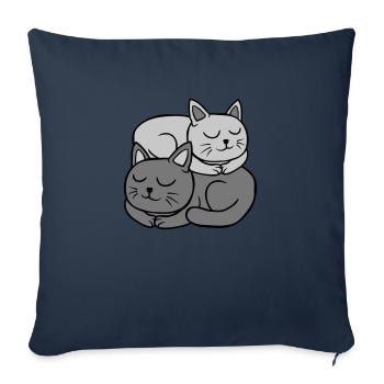 2 cats sleep on each other - Sofa pillowcase 17,3'' x 17,3'' (45 x 45 cm) - navy - Front