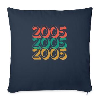 Anniversaire année 2005 / Vintage 2005 - Housse de coussin décorative 45 x 45 cm - bleu marine - Devant