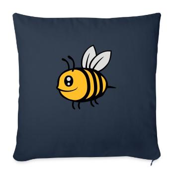 Mignonne petite abeille de dessin animé - Housse de coussin décorative 45 x 45 cm - bleu marine - Devant
