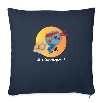 Pirate turtle, on the attack! - Sofa pillowcase 17,3'' x 17,3'' (45 x 45 cm) - navy - Front