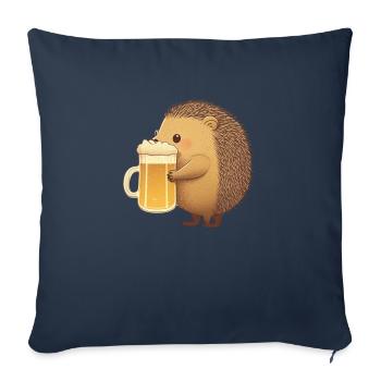 Little funny hedgehog with beer - Sofa pillowcase 17,3'' x 17,3'' (45 x 45 cm) - navy - Front