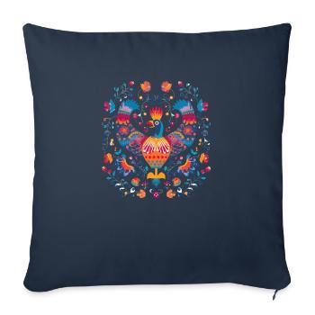L'oiseau vintage - Housse de coussin décorative 45 x 45 cm - bleu marine - Devant