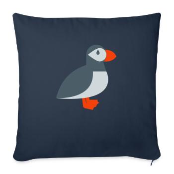 Oiseau macareux - Housse de coussin décorative 45 x 45 cm - bleu marine - Devant