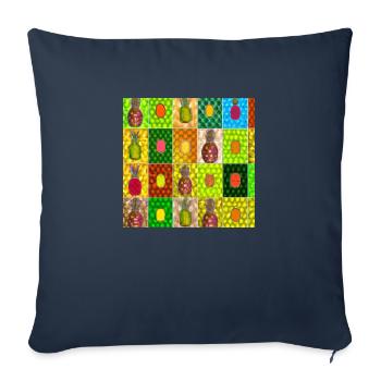 Mosaïque de fruits tropicaux - Housse de coussin décorative 45 x 45 cm - bleu marine - Devant