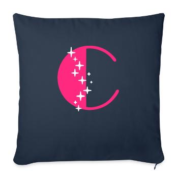 Lettre C Paillettes - Housse de coussin décorative 45 x 45 cm - bleu marine - Devant