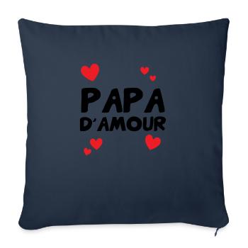 Papa d'amour - Fête des pères - Housse de coussin décorative 45 x 45 cm - bleu marine - Devant