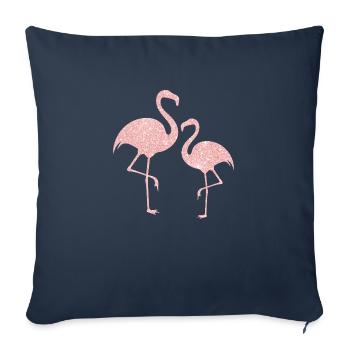 Flamingo rose glitter - Housse de coussin décorative 45 x 45 cm - bleu marine - Devant
