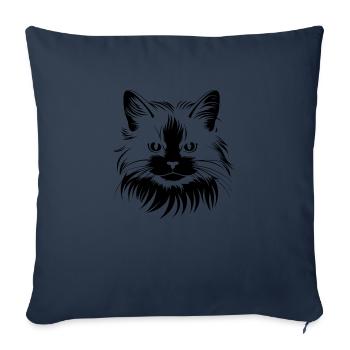 cat, cat motif, cute, gift, gift ideas - Sofa pillowcase 17,3'' x 17,3'' (45 x 45 cm) - navy - Front