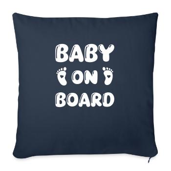 Bébé à bord Baby Feet - Housse de coussin décorative 45 x 45 cm - bleu marine - Devant