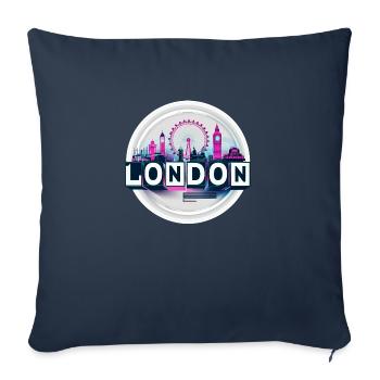 London - Synthwave Colourful Tee Design Typography - Sofa pillowcase 17,3'' x 17,3'' (45 x 45 cm) - navy - Front