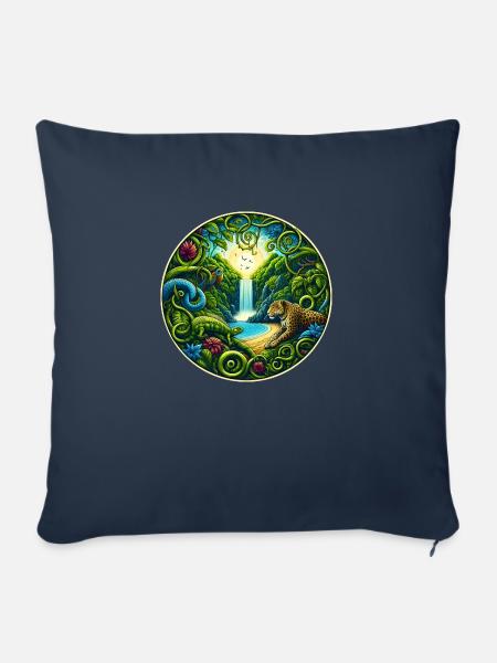Wasserfall im Regenwald - Sofakissenbezug 45 x 45 cm - Navy
