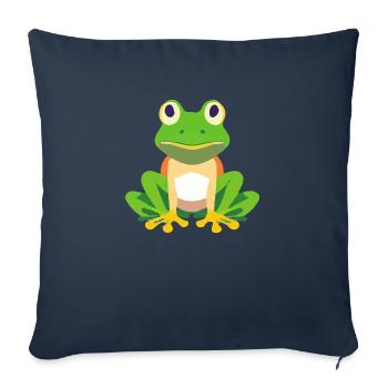 Grenouille verte assise. - Housse de coussin décorative 45 x 45 cm - bleu marine - Devant